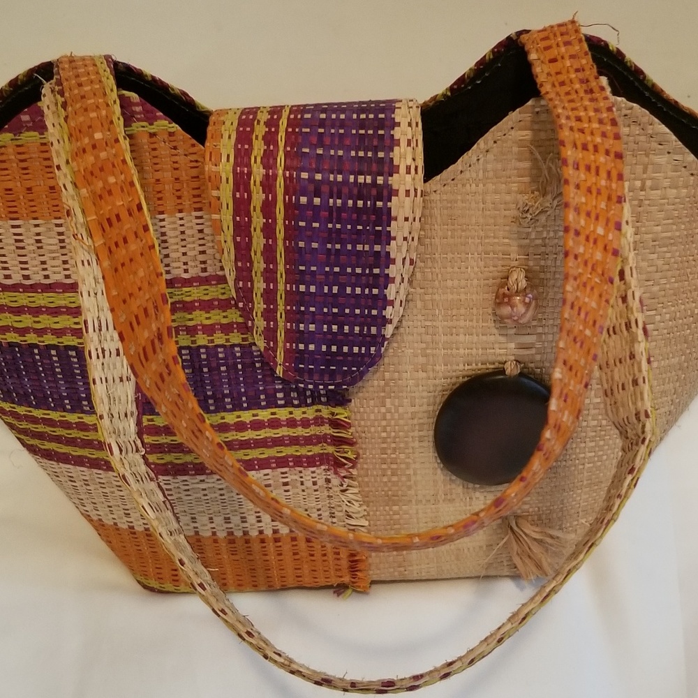 Women's 100% Raffia shoulder bag